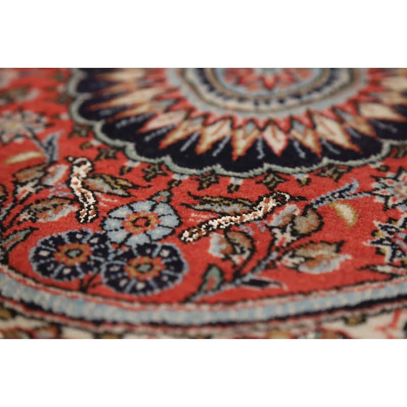 Hand Knotted Oriental Kork Wool Carpet Traditional Floral Beige & Ivories Qum Area Rug - 7' 2'' X 4' 9''