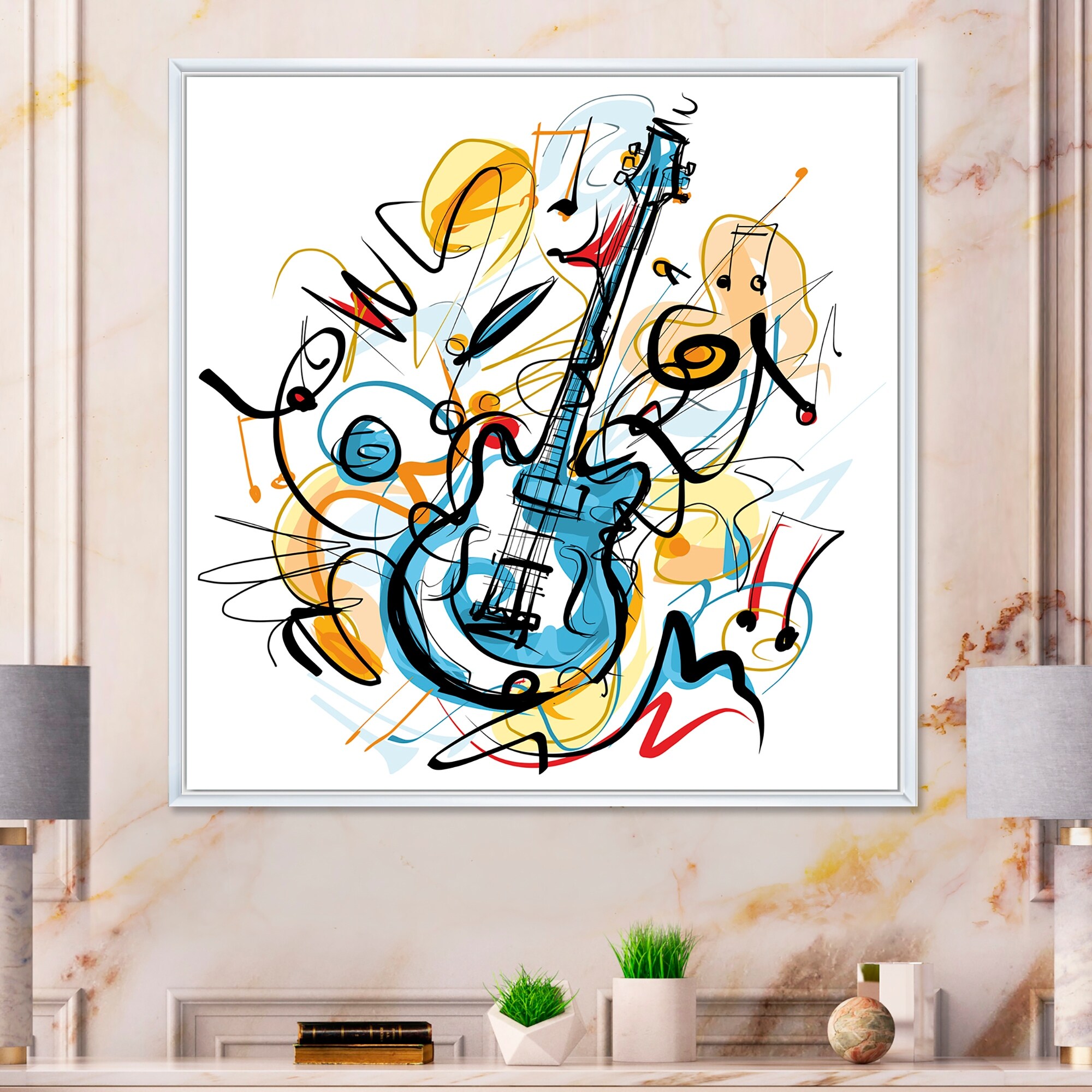 Guitar and Flowers Art - Watercolor - Etsy
