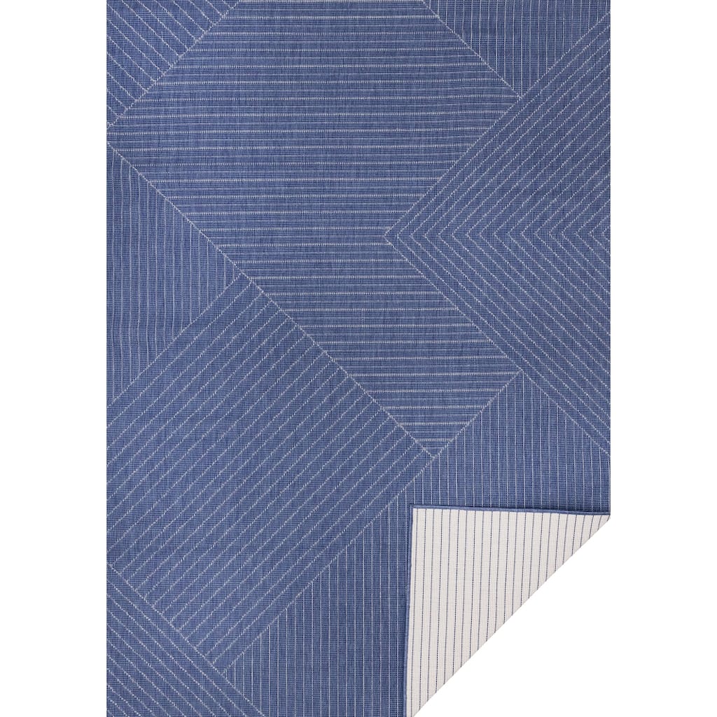 Blue White Traverse Stripes Indoor/Outdoor Rug