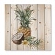 preview thumbnail 2 of 2, Designart 'Pineapple With Coconut Plumeria and Palm Leaves' Traditional Print on Natural Pine Wood