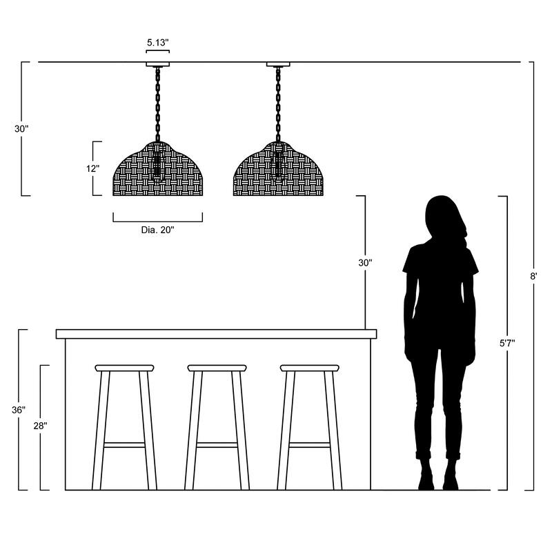 Lacey 20" 1-Light Coastal Bohemian Rattan/Iron Dome LED Pendant, Brown/Brass Gold by JONATHAN Y