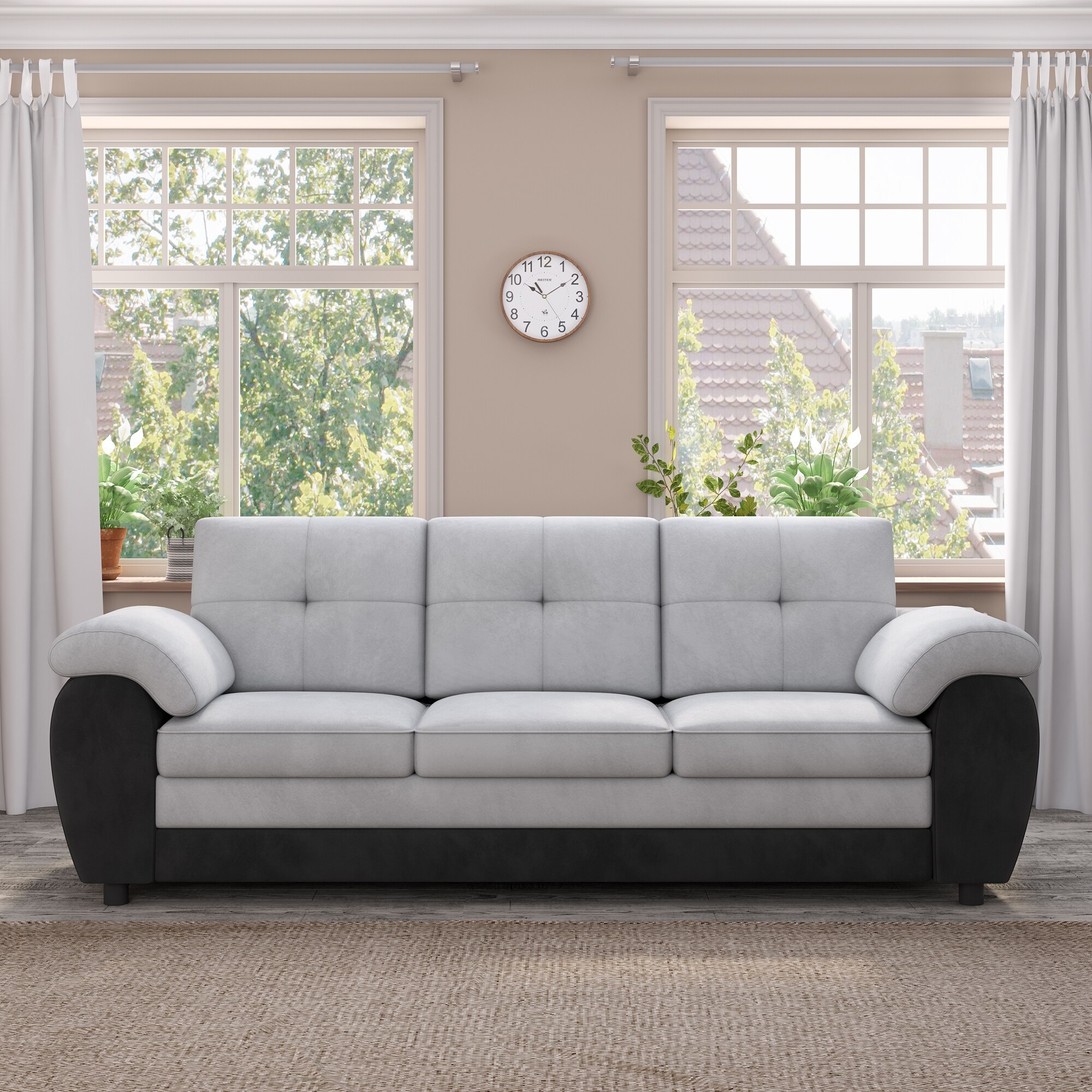 Black and grey 3 seater sofa clearance