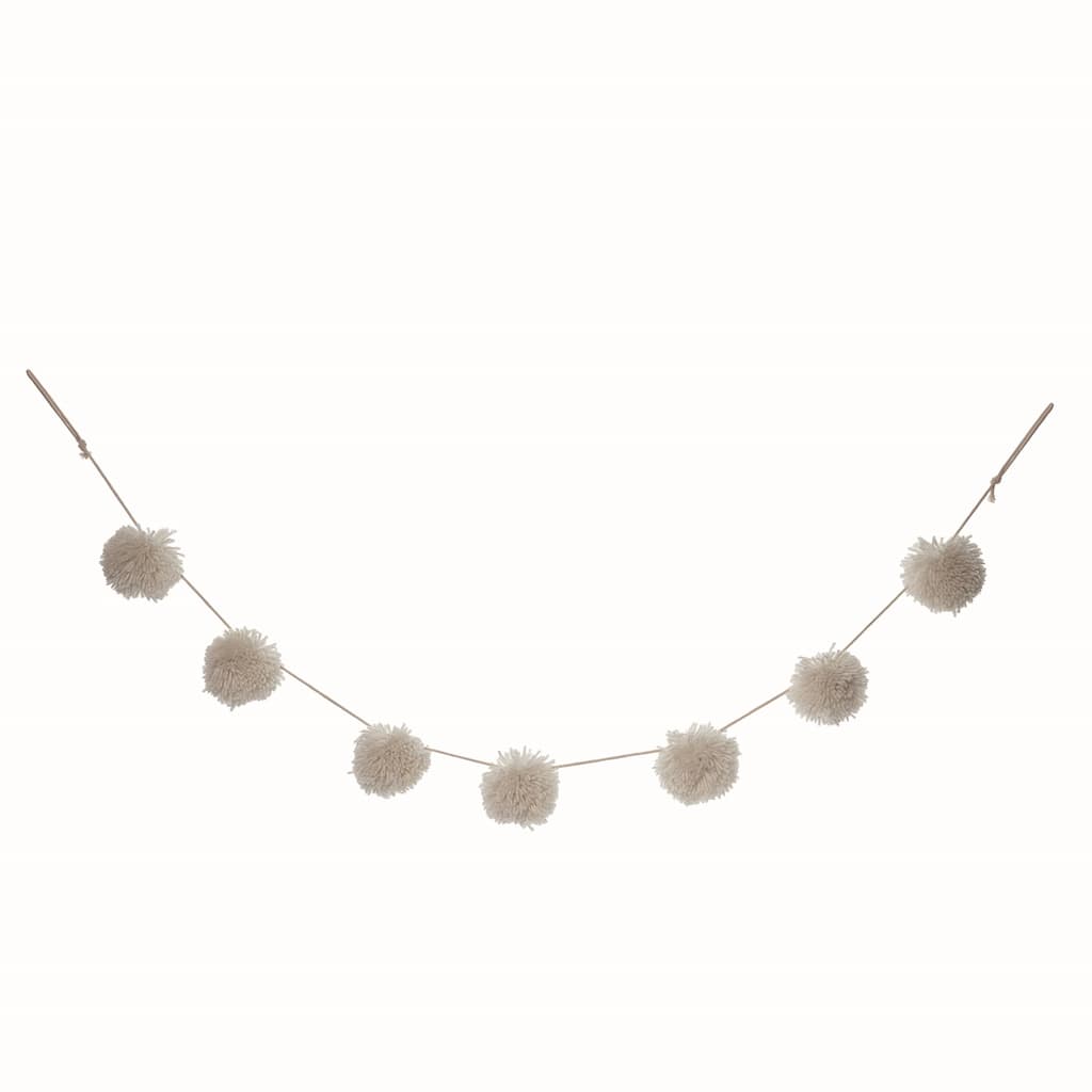 Transpac Polyester White Christmas Plush Pom Garland