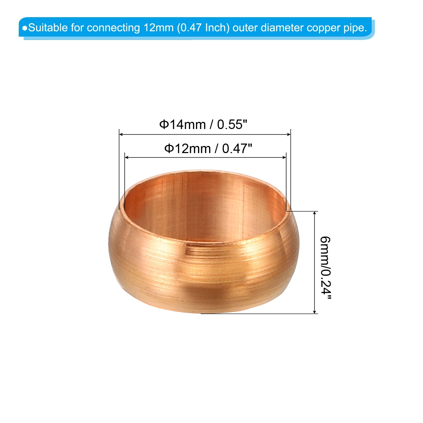5pcs Compression Sleeves Ferrules Copper Ferrule Compression Fitting -  Copper Tone - Bed Bath & Beyond - 37524040