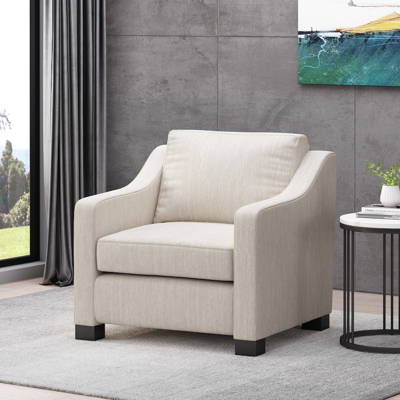 Halevy Contemporary Upholstered Club Chair by Christopher Knight Home - Beige+Dark Brown