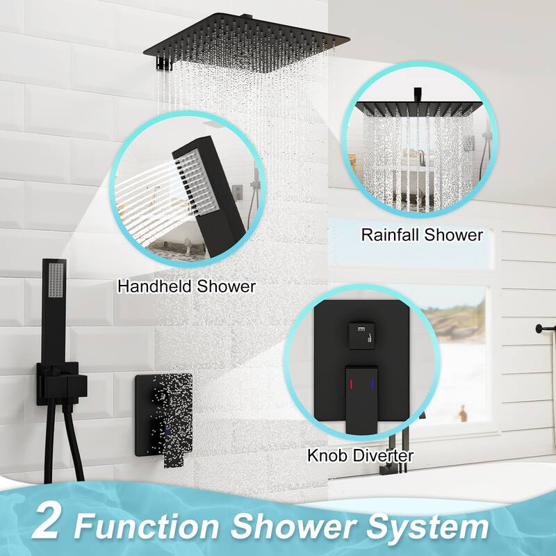 GIVINGTREE 12 inch Tub and Shower Faucet with Rough-In Valve - 12 inch