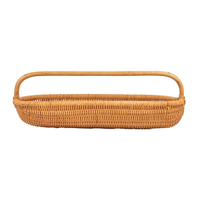 Hand-Woven Rattan Basket with Handle