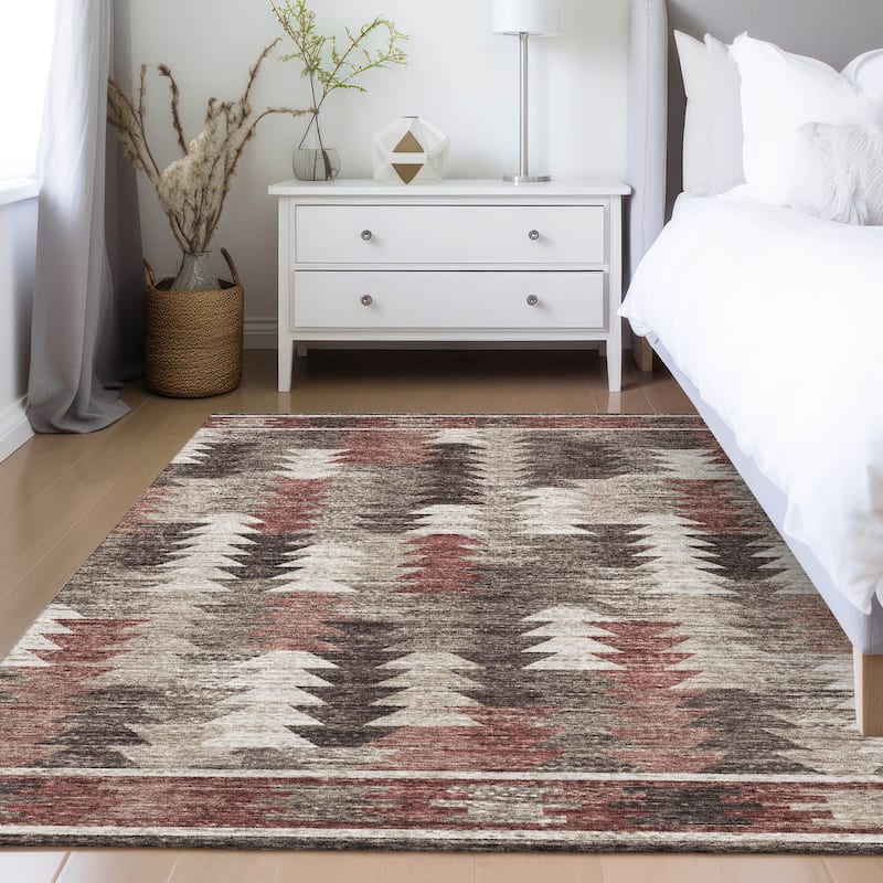 Machine Washable Indoor/ Outdoor Chantille Boho Moroccan Rug