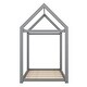 preview thumbnail 8 of 7, Gray Twin Wooden House Bed with Roof