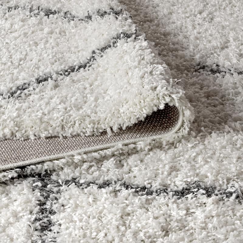 JONATHAN Y Modern Shag Plush Tassel Moroccan Geometric Trellis Area Rug