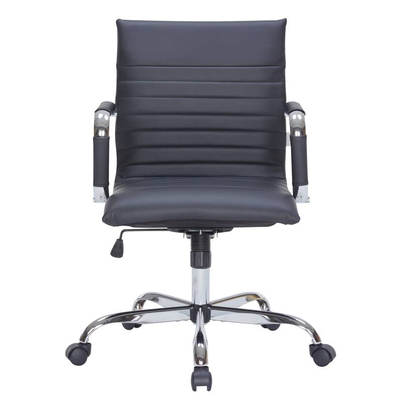 Harris Ergonomic Mid-Back Leather Office Chair with Metal Frame, Adjustable Height, Tilt Lock, and Swivel for Home Office