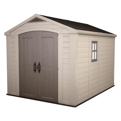 Keter 211203 Factor 8 x 11 All Weather Resistant Outdoor Storage Shed, Taupe - 130.5 x 95.5 x 95.5 inches