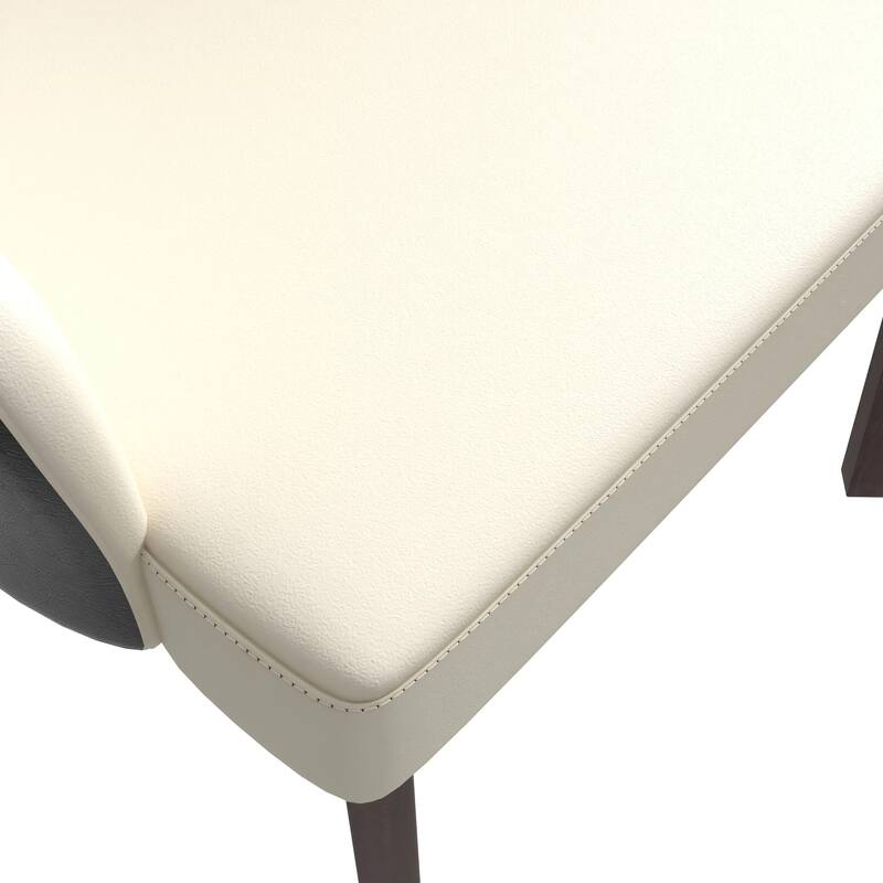 Ethos Leather Dining Chair with Rubberwood Legs Curved Back Accent Chair for Kitchen and Dining Room Set of 4