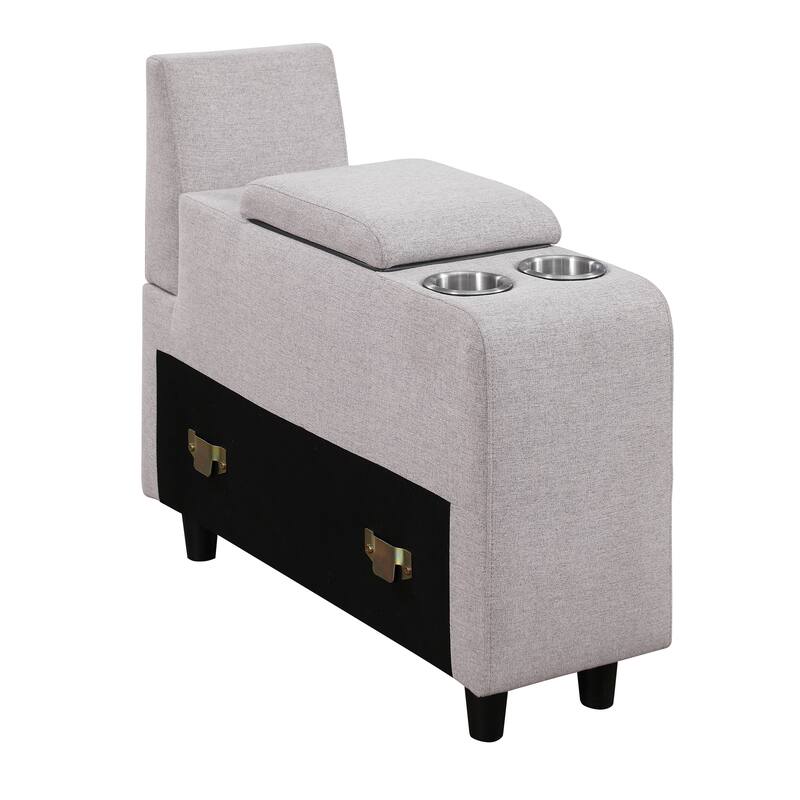 Modern Linen Sectional Sofa with Removable Back Cushions,Accent Sofa with Ottoman,Cupholder and USB port