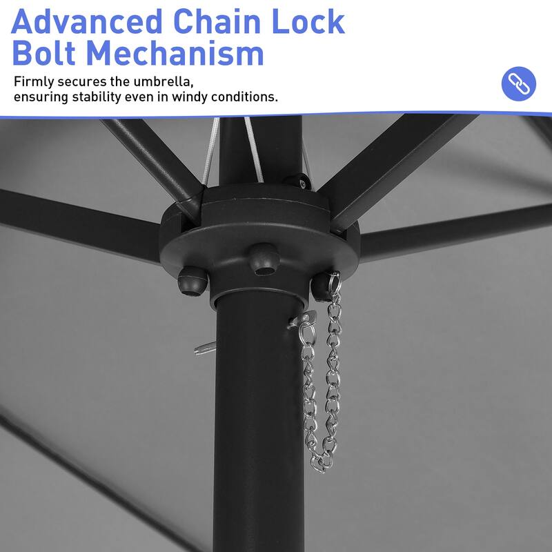 Ainfox 10ft Solar Patio Umbrella 40 LED Lighted and Umbrella Base, Strip Lights Outdoor Market Table Umbrella