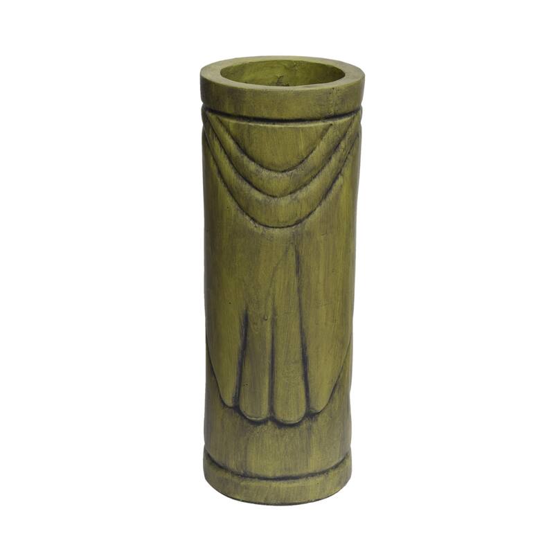 Outdoor stone statue planter with drainage hole, suitable for garden and patio.