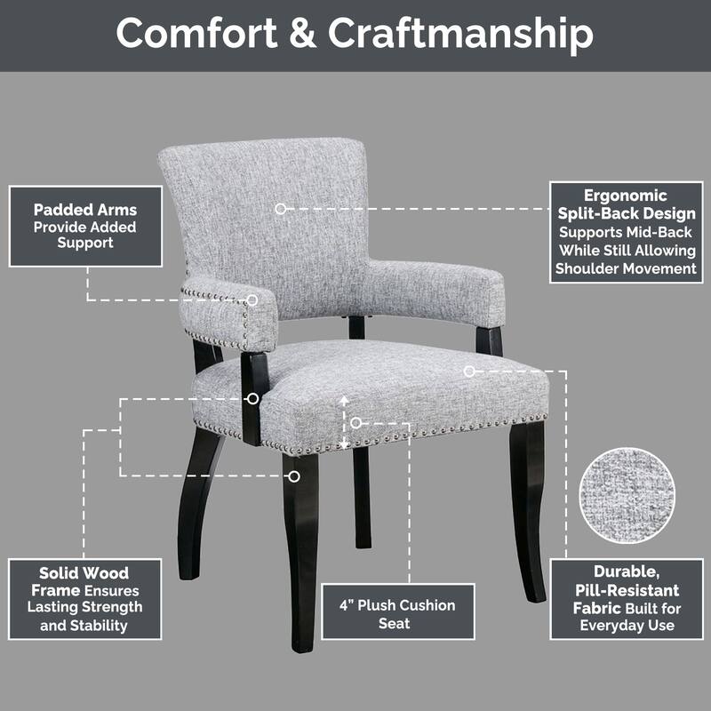 Madison Park Dawson Upholstered Dining Chair with Padded Arm