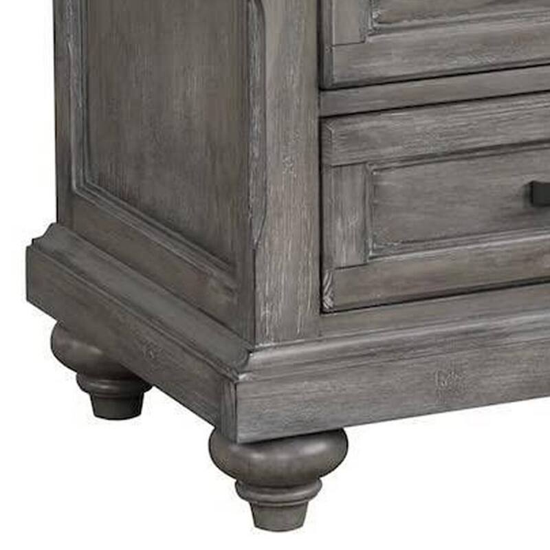 Oak Gray 3 Drawer 18 in. W Nightstand with Bar Metal Handles
