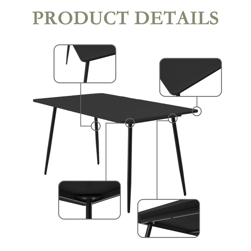 Modern Rectangle Dining Table with 53-Inch Wide MDF Tabletop