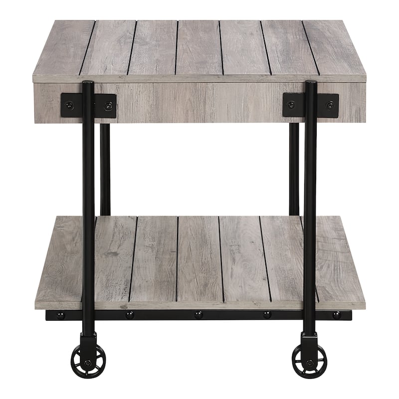 Hyssop Farmhouse Steel 3-Piece Coffee Table Set with Shelf by Furniture of America