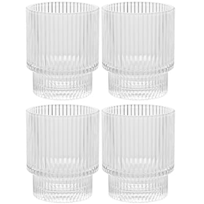 American Atelier Vintage Art Deco Fluted Drinking Glasses Set of 4