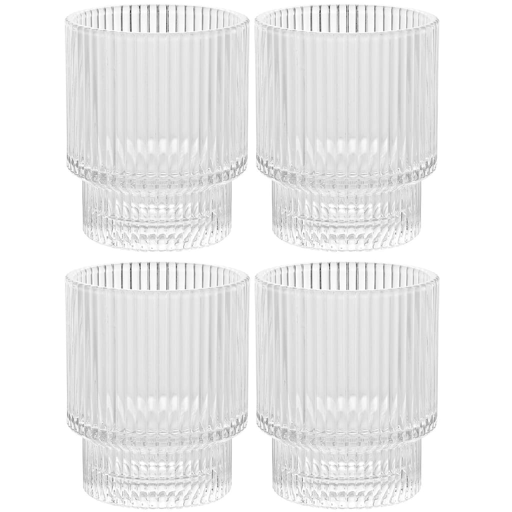 American Atelier Vintage Art Deco Fluted Drinking Glasses Set of 4