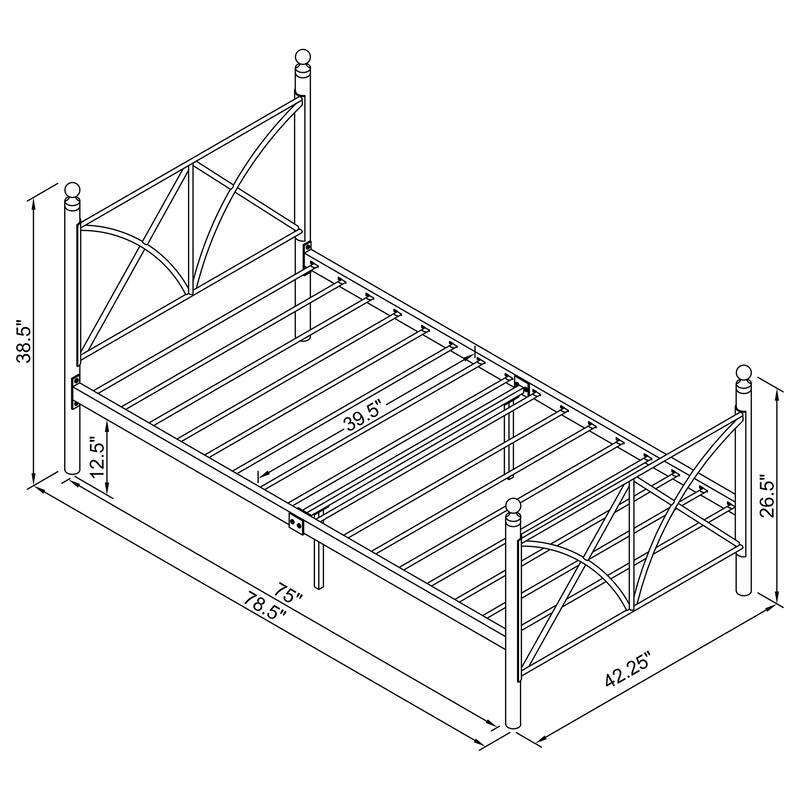 Hart Contemporary Metal Open Frame Bed with X-Style Design