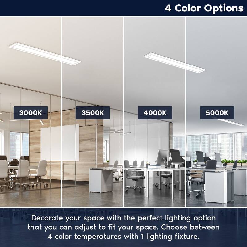 LUXRITE 6x4 FT LED Recessed Panel 18W/28W/40W, 4CCT, Up to 4400 Lumens, Drop Ceiling Lights Dimmable UL Listed 8 Pack