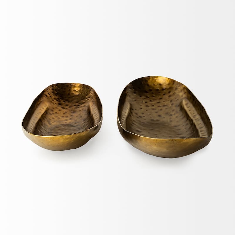 Karmen Gold Hammered Oversized Bowls (Set of 2)