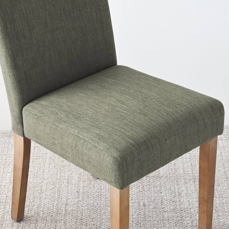 Linen Upholstered Solid Wood Dining Chair (Set of 2)