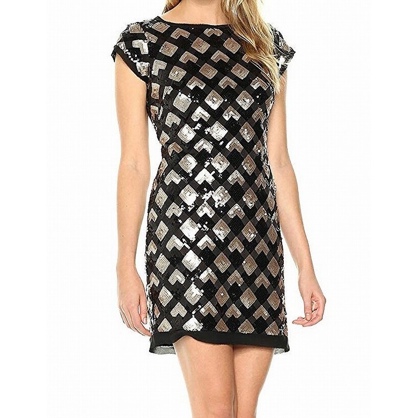 eliza j black and gold dress