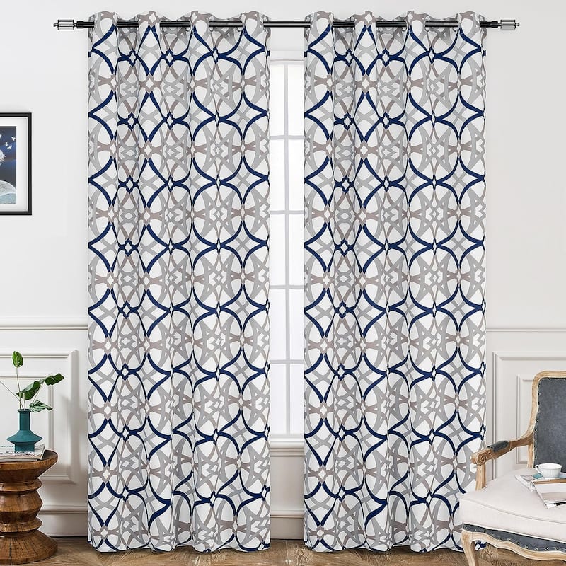 Jarvenpaa Insulated Blackout Grommet Window Curtain Panel Pair - 52" Width X 102" Length - Navy