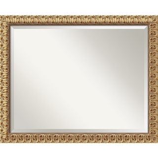 Beveled Wood Wall Mirror - Florentine Gold Frame - Outer Size: 31 x 25 in
