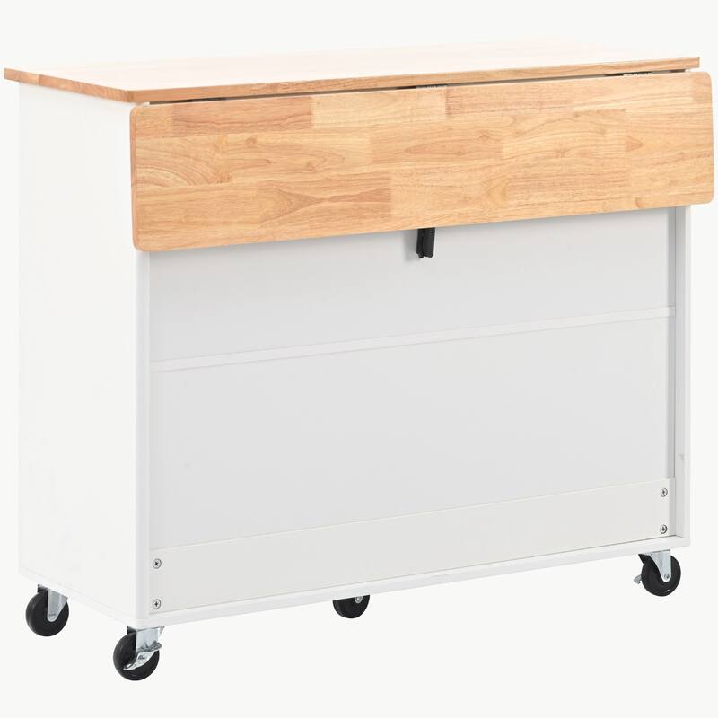Large Kitchen Island Cart with an Adjustable Shelf and 2 Drawers