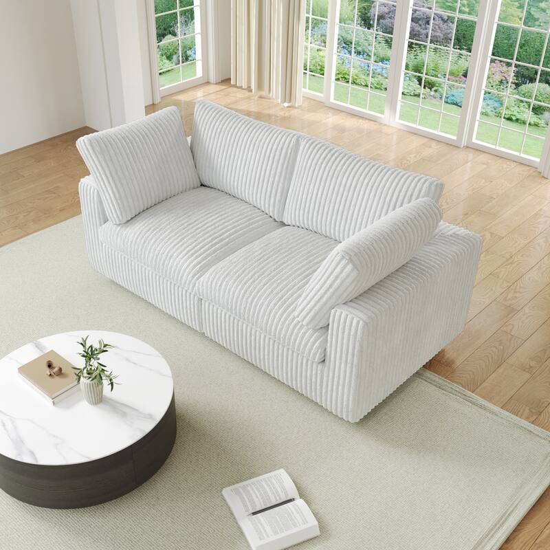 78.74" Soft Plush Modular Sectional Loveseat Sofa Upholstered Couch - Beige
