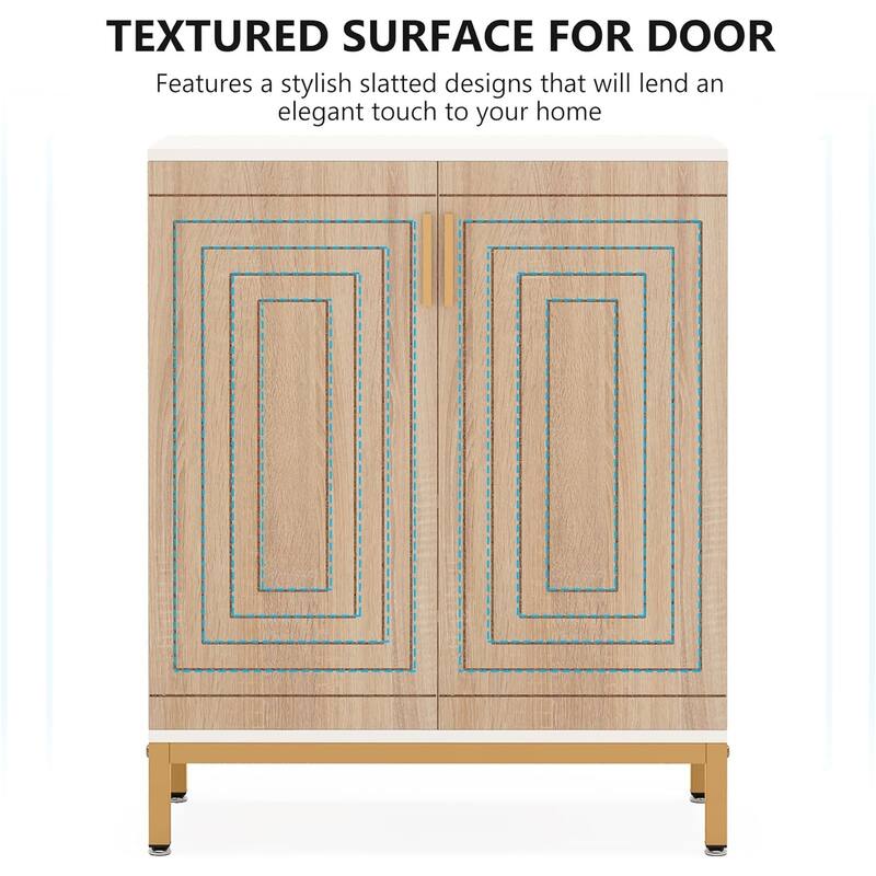 31" White & Natural Wooden Shoe Cabinet, 5 Tiers