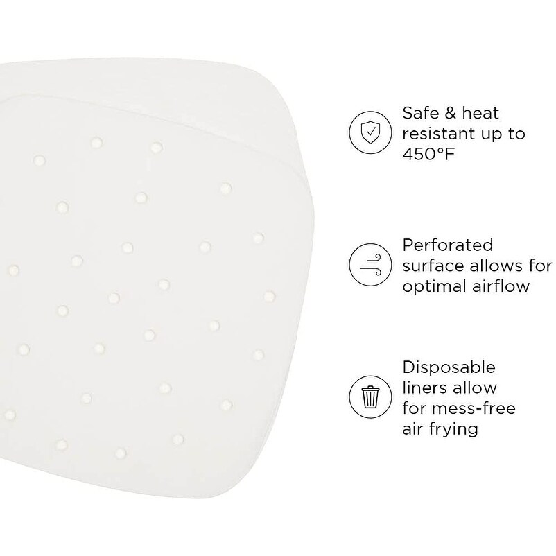Chefman Disposable, Heat-Resistant Air Fryer Liners, 100 Pack, 8x8 inch Square