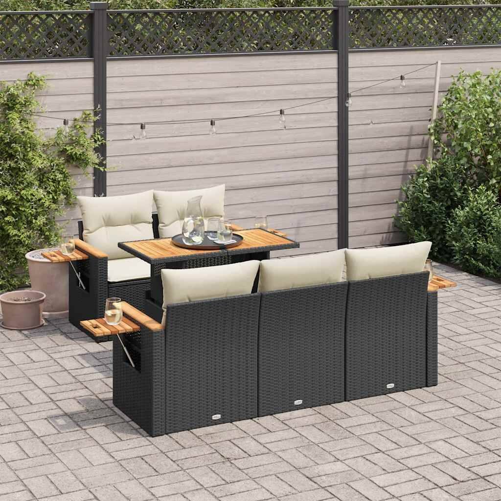 vidaXL Garden Sofa Set Black Poly Rattan Large Modular Garden Sofa Set - 21.7 x 39.4 x 28.7 in