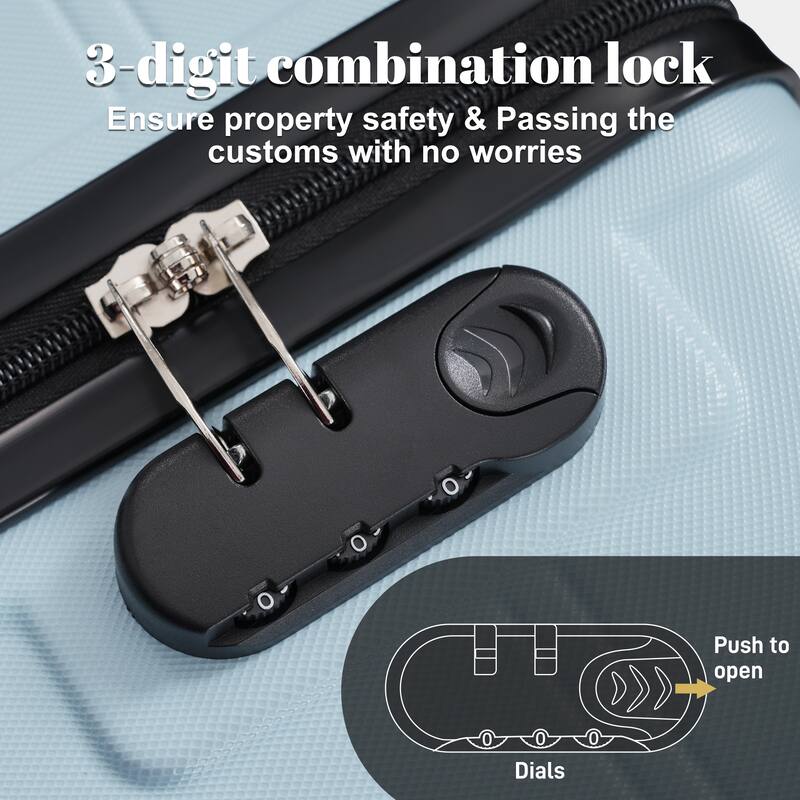 6 Piece Luggage Set, with Double Spinner Wheels Handle Password Lock, 14 IN Cosmetic Case 20/24/28 IN Luggages with Bag