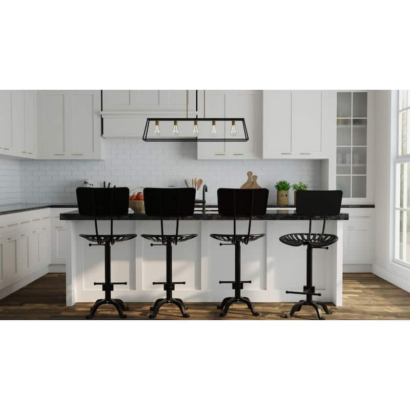 Adjustable Tractor Seat Barstool with Back - 36.5" - Black