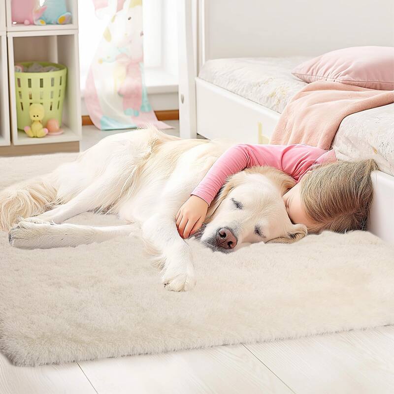 Area Rugs 8x10 Living Room, Large Area Rug Shag Shaggy Carpet Soft Plush Furry Bedside Rug, Machine Washable Area Rug - 6' x 7'