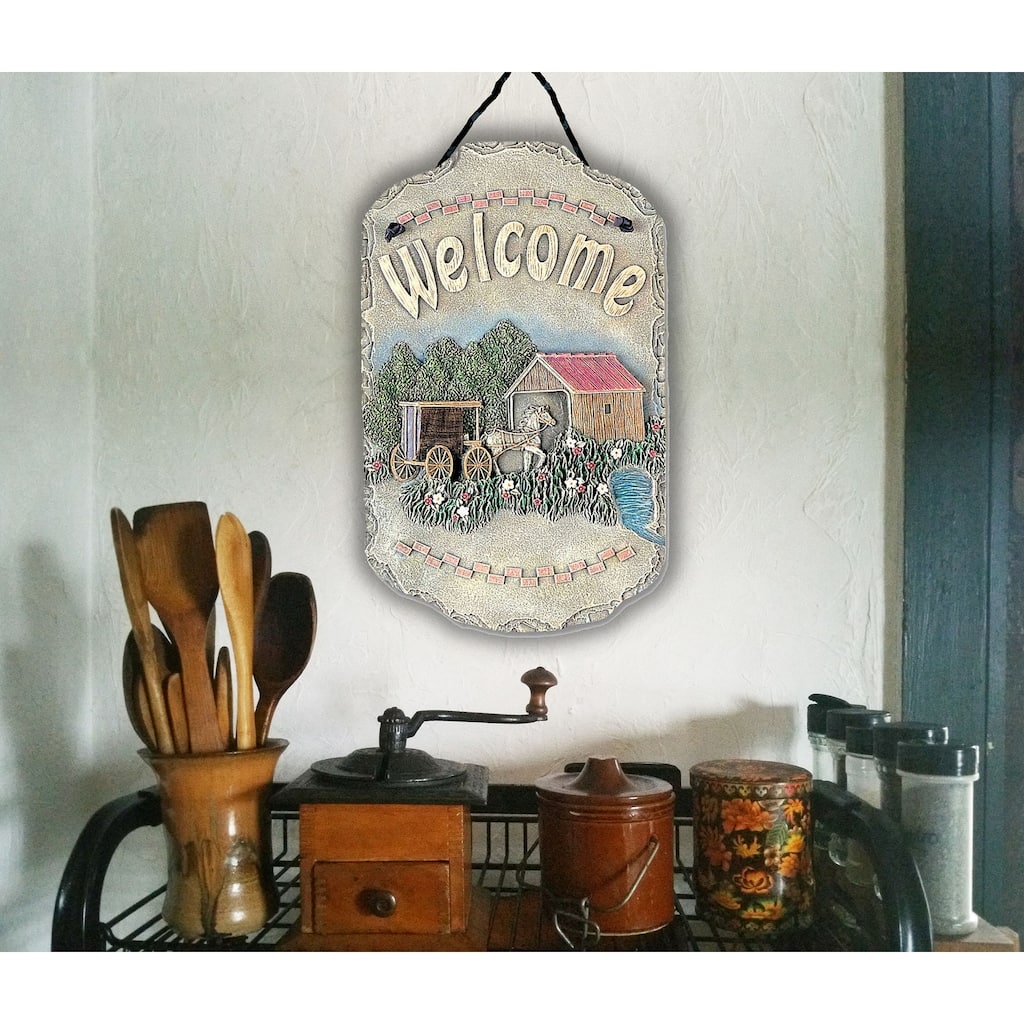 TrendyDecor4U Contemporary "Buggy" Resin Slate Plaque by Porch Decor