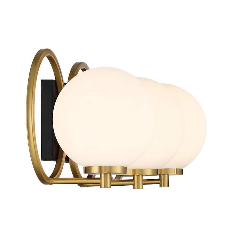 Alhambra 3-Light Bathroom Vanity Light in Matte Black with Warm Brass
