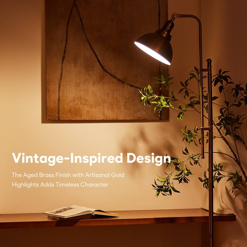 CO-Z 65" Rustic Pharmacy Task Floor Lamp with Adjustable Metal Shade
