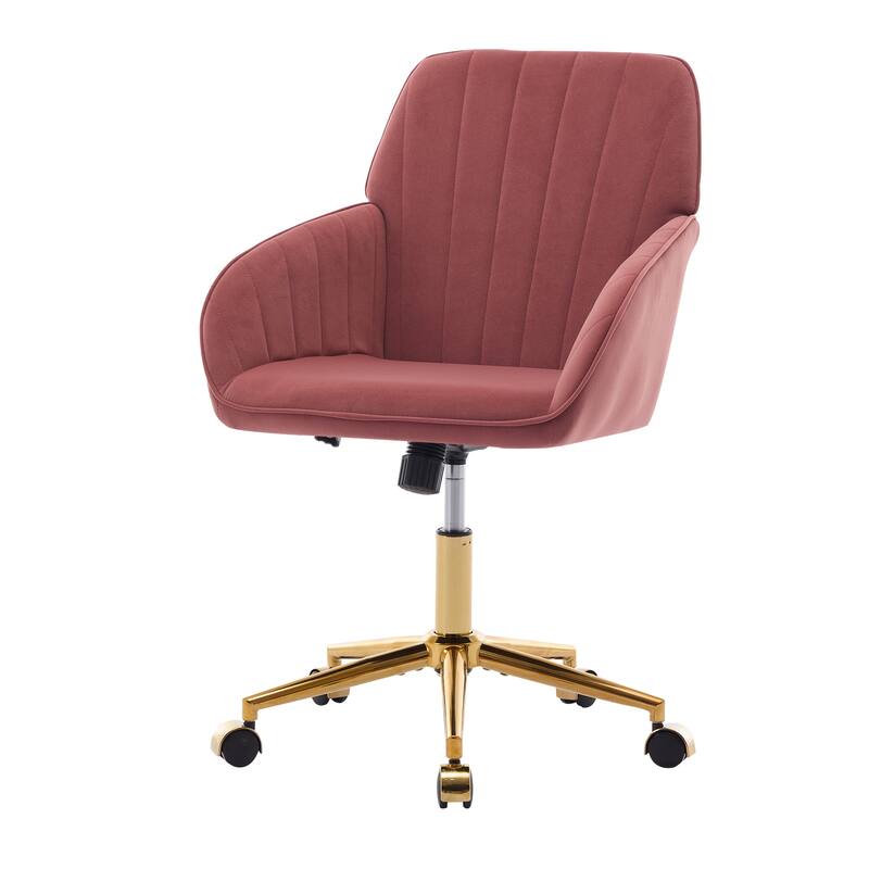Adjustable Velvet Office Chair with Wheels, Ergonomic Swivel Study Desk Chair, Upholstered Task Chair with Backrest Seat