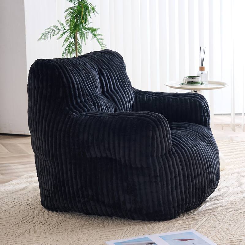Soft Fluffy Corduroy Fabric Bean Bag Chair Filled With Memory Sponge