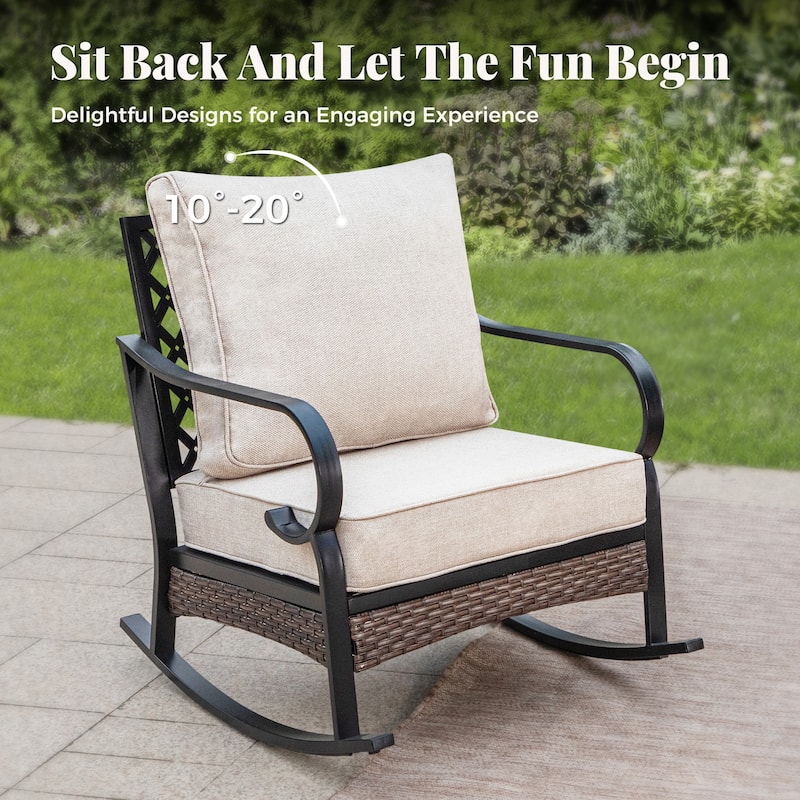 MAISON ARTS 5-Seat Outdoor Patio Furniture Sets, 2 x Cushioned Chairs, 1 x 3-Seat Sofa with Marbling Coffee Table