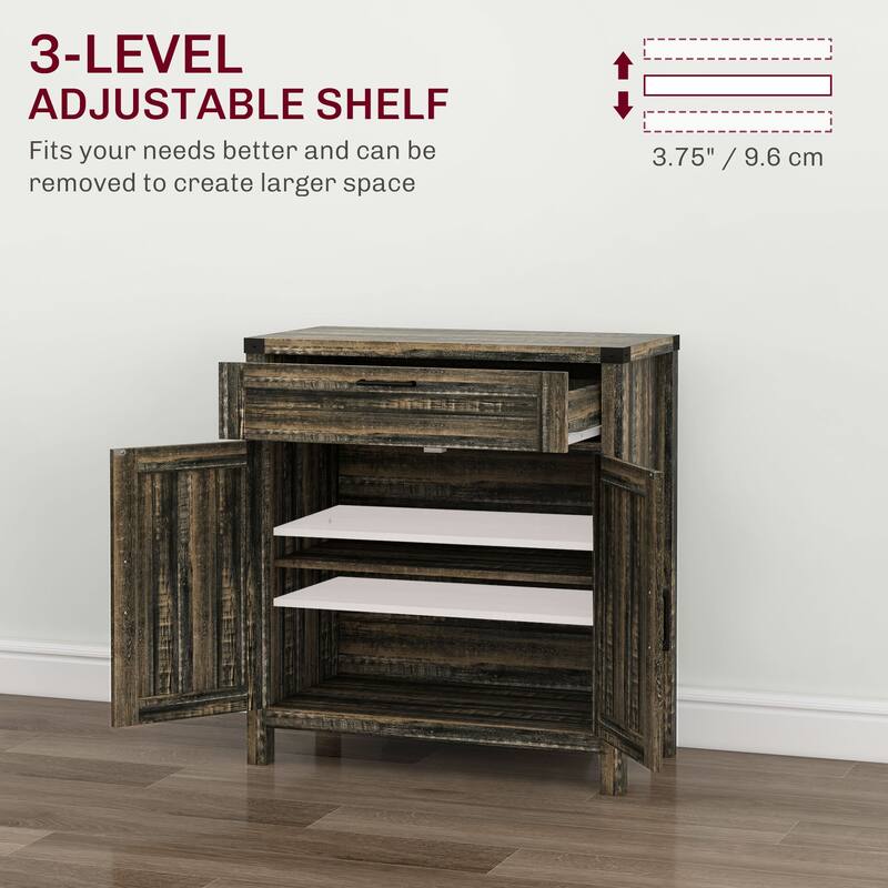 30" Magnetic Doors Storage Buffet Cabinet with Drawer and Adjustable Shelf Kitchen or Dining Room - 30" W x 15.25" D x 32.75" H