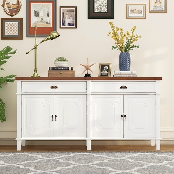 White Lacquer Buffet Cabinet Storage Credenza Console Table Cupboard 63INCH On Sale Bed Bath Beyond 37952825