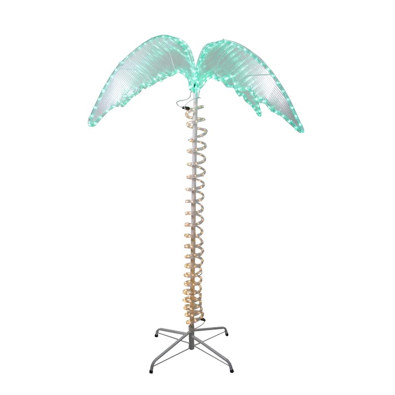 LED Rope Lighted Palm Tree Outdoor Decoration - 4.5' - Green and Clear Lights - Brown